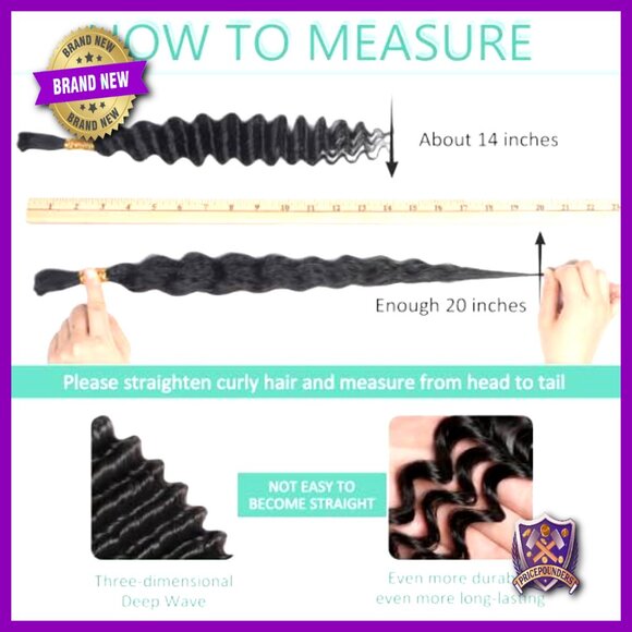 150g 6 Bundles 18 Inch Human Hair Extensions Deep Wave Boho Braiding Hair